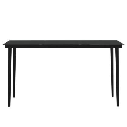 Градински трапезен комплект от 5 части с възглавници черен