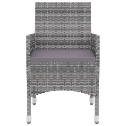 Градински комплект с възглавници 3 части полиратан и стъкло