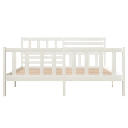 Рамка за легло, бяла, масивно дърво, 140х190 см