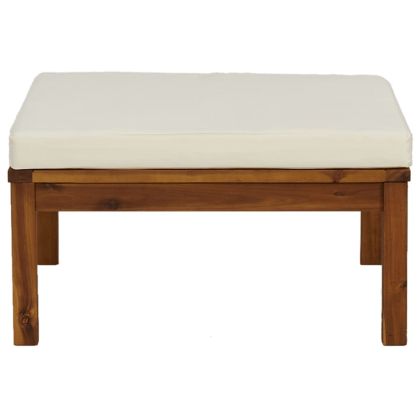 Табуретка, кремавобяла възглавница, акациево дърво масив