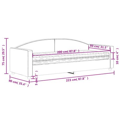 Канапе с матрак, черно, 80x200 см, плат