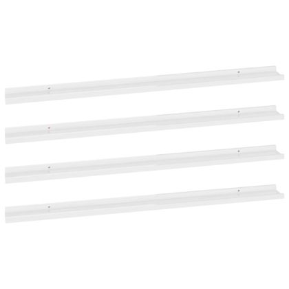 Стенни рафтове, 4 бр, бял гланц, 115x9x3 см