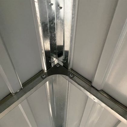 Градинска барака с удължен покрив, светлосива, 277x107x181 см, стомана