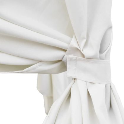 Градинско лаундж легло със завеси, полиратан, черно