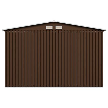 Градинска барака за съхранение, кафява, 257x205x178 см, стомана
