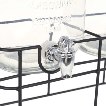 Комплект диспенсъри за напитки, 2 бр със стойка, 2x4 л, стъкло