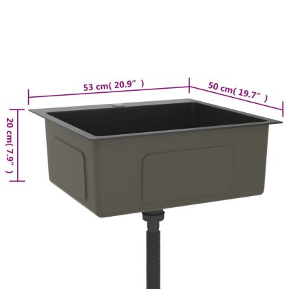 Ръчно изработена кухненска мивка, черна, неръждаема стомана