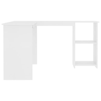 Г-образно ъглово бюро, бяло, 120x140x75 см, инженерно дърво