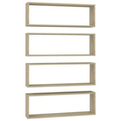 Стенни рафтове 4 бр дъб сонома 80x15x26,5 см инженерно дърво