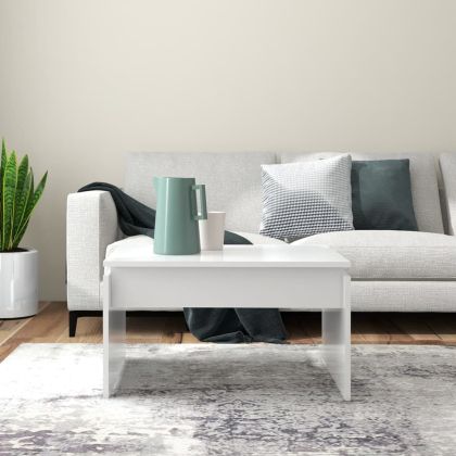 Маса за кафе, бяла, 68x50x38 см, инженерно дърво