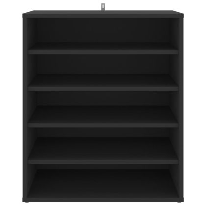 Шкаф за обувки, черен, 60x35x70 см, инженерно дърво