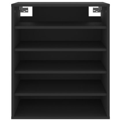 Шкаф за обувки, черен, 60x35x70 см, инженерно дърво