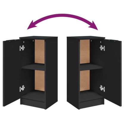 Странични шкафове, 2 бр, черни, 30x30x70 см, инженерно дърво