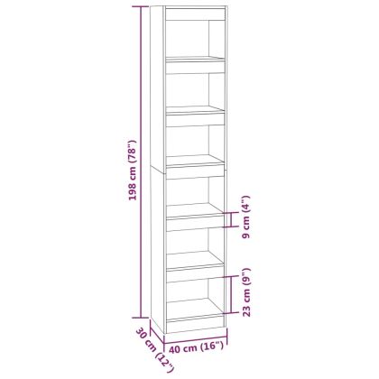 Библиотека/разделител за стая, бетонно сива, 40x30x198 см