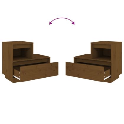 Нощни шкафчета, 2 бр, меденокафяви, 60x34x51 см, бор масив