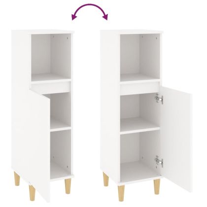 Шкаф за баня, бял, 30x30x100 см, инженерно дърво