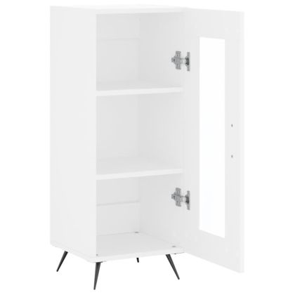 Сайдборд, бял, 34,5x34x90 см, инженерно дърво