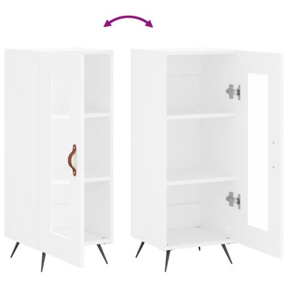 Сайдборд, бял, 34,5x34x90 см, инженерно дърво