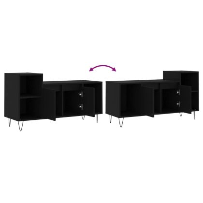 ТB шкаф, черен, 100x35x55 см, инженерно дърво