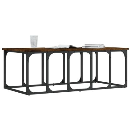 Кафе маса, опушен дъб, 100x50x35,5 см, инженерно дърво