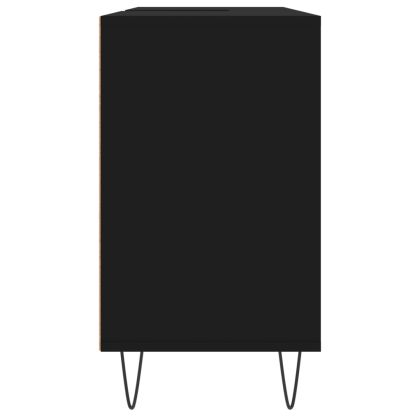 Шкаф за баня, черен, 80x33x60 см, инженерно дърво