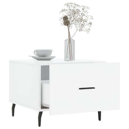 Кафе маси, 2 бр, Бял гланц, 50x50x40 см, инженерно дърво