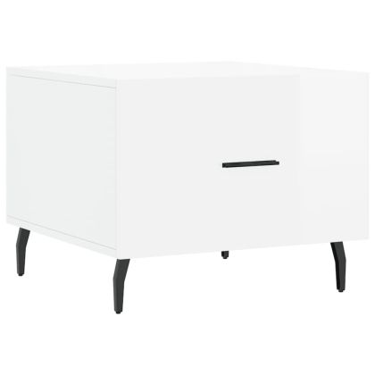 Кафе маси, 2 бр, Бял гланц, 50x50x40 см, инженерно дърво