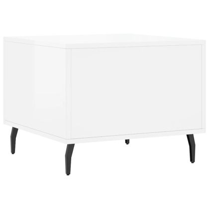 Кафе маси, 2 бр, Бял гланц, 50x50x40 см, инженерно дърво