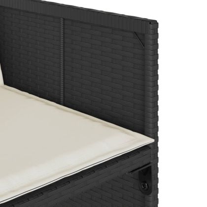 Градински трапезен комплект възглавници 9 части черен полиратан