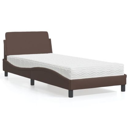 Легло с матрак, кафяво, 80x200 см, изкуствена кожа