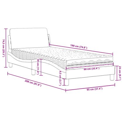 Легло с матрак Dover, черно, 90x190 см изкуствена кожа