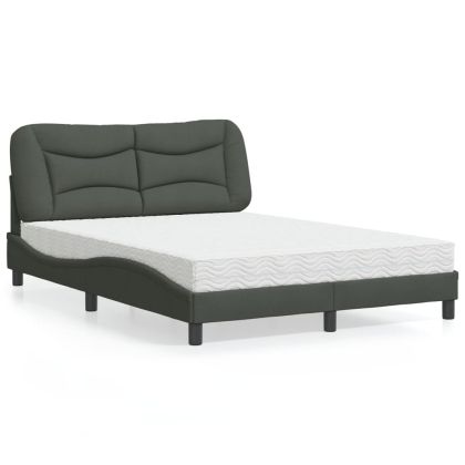 Легло с матрак, тъмносиво, 140x200 см, плат