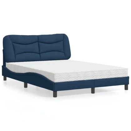 Легло с матрак, синьо, 140x200 см, плат