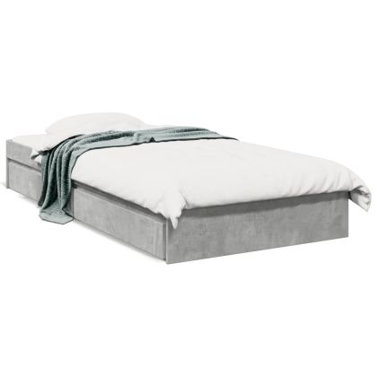 Рамка за легло с чекмеджета, бетонно сива, 75x190 см