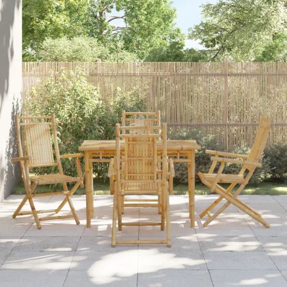 Сгъваеми градински столове, 4 бр, 53x66x99 см, бамбук