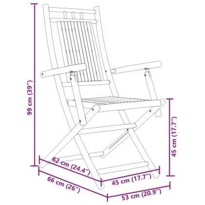 Сгъваеми градински столове, 4 бр, 53x66x99 см, бамбук