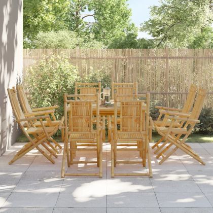 Сгъваеми градински столове, 8 бр, 53x66x99 см, бамбук