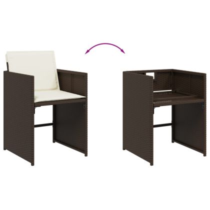 Градински комплект с възглавници 11 части кафяв полиратан