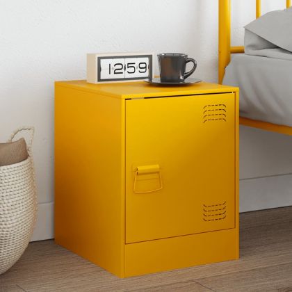 Нощно шкафче, горчица жълто, 34,5x39x44 см, стомана