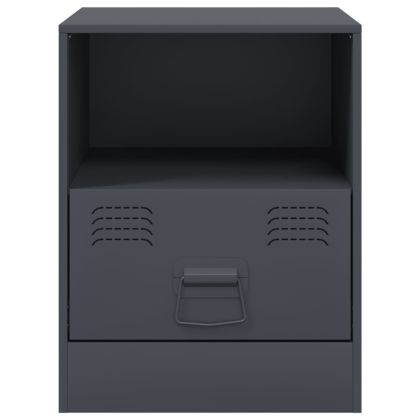Нощни шкафчета, 2 бр, антрацит, 34,5x39х44 см, стомана