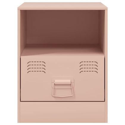 Нощни шкафчета, 2 бр, розови, 34,5x39х44 см, стомана