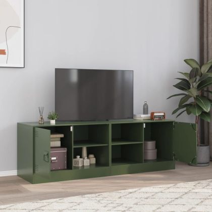 ТВ шкафове, 2 бр, маслиненозелени, 67x39x44 см, стомана