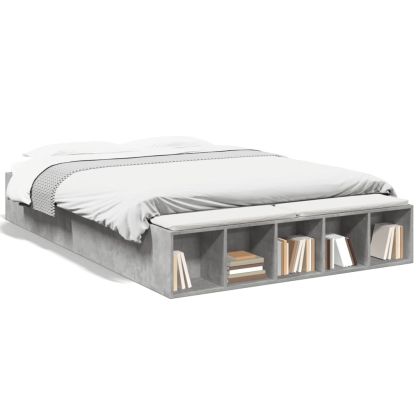 Рамка за легло, бетонно сиво, 140x200 см, инженерно дърво