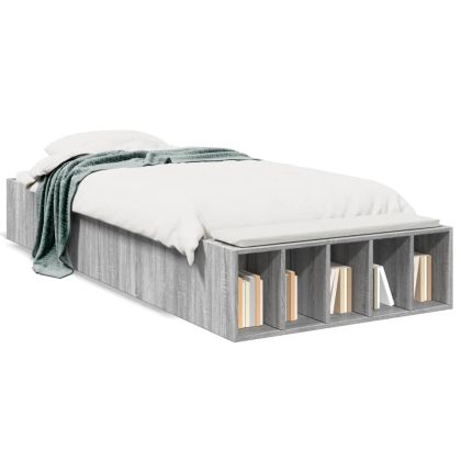 Рамка за легло, сив сонома, 90x200 см, инженерно дърво