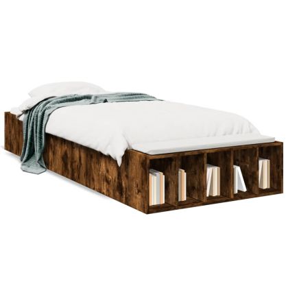 Рамка за легло, опушен дъб, 75x190 см, инженерно дърво