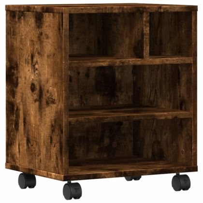 Стойка за принтер с колелца, опушен дъб, 41x32x48 см