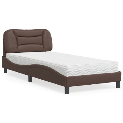 Легло с матрак, кафяво, 80x200 см, изкуствена кожа