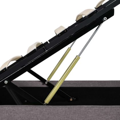 Легло с повдигащ механизъм с LED, таупе, текстил, 160x200 см