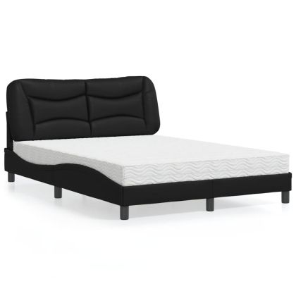 Легло с матрак, черно, 120x200 см, изкуствена кожа
