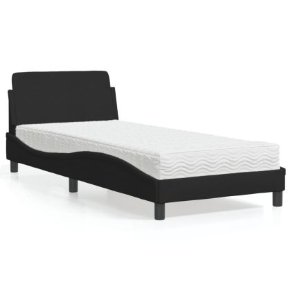 Легло с матрак, черно, 90x190 см, плат